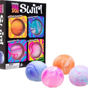 Schylling NeeDoh Teenie Swirl 4 Pack - Sensory Squeeze Toy - 1.5″ in Diameter - Colors May Vary